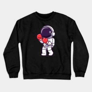 Cute Astronaut Boxing Cartoon Crewneck Sweatshirt